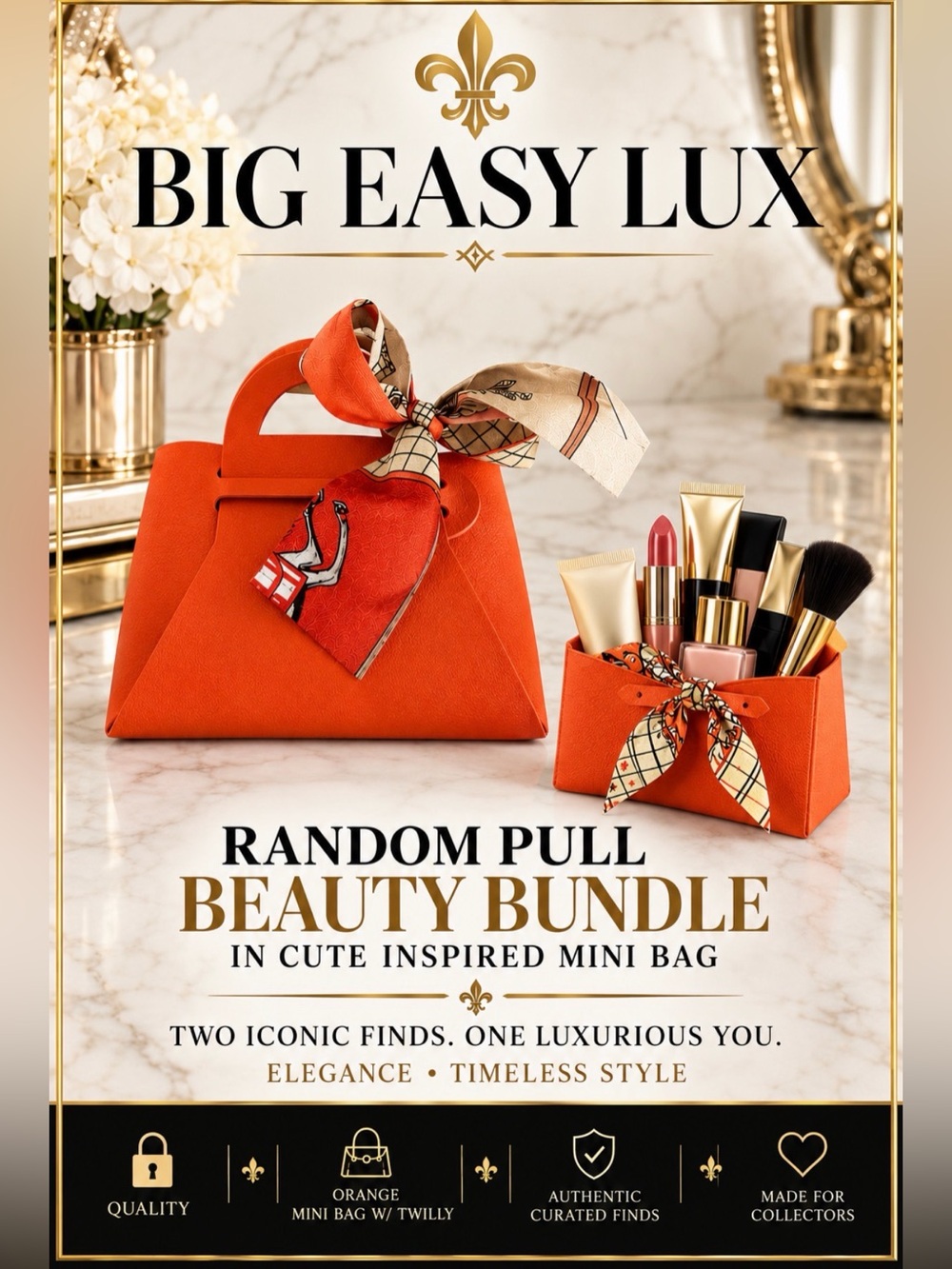 🍁Fall Fun NOVELTY mini bag with scarf and random beauty items
